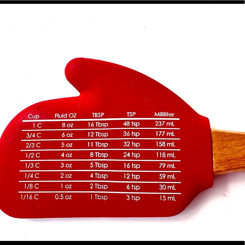 Christmas Mitten Shaped Plaid Silicone Spatula Wood Handle Joy Engraved - Picture 8 of 8